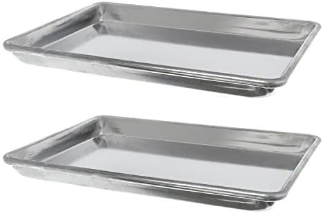 TrueCraftware- Set of 2 Aluminum Quarter Size Sheet Pan 9-1/2" x 13" Baking Sheets 18 Gauge -Oven Safe Baking Pan Baking Tray Cookie Sheet Oven Perfect for Baking Roasting and More