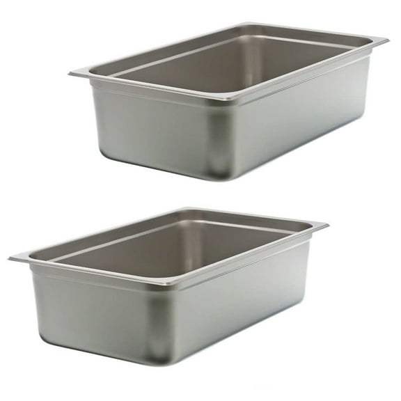 TrueCraftware- Set of 2 Full Size 6" Deep Stainless Steel Anti-Jamming Steam Pan 24 Gauge- Steam Food Pan Anti-Jam Steam Table Hotel Pan for Restaurant Family Events Personal Catering Use