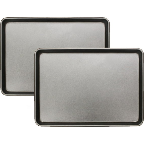 TrueCraftware- Set of 2 Half Size 18" x 13" Non-Stick Aluminum Sheet Pan 18 Gauge- Oven Safe Nonstick Baking Pan Baking Tray Cookie Sheet Baking Sheet Perfect for Baking Roasting