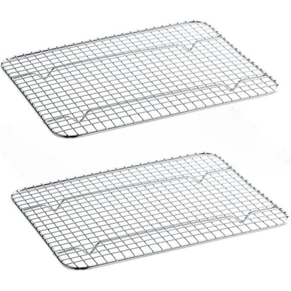 TrueCraftware- Set of 2 Half Size Rectangular Chrome-Plated Wire Pan Grate 8"x 10" -Fits Half Size Sheet Cookie Pans Cooling Rack for Baking and Cooking
