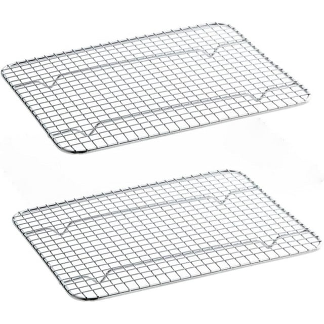 TrueCraftware- Set of 2 Half Size Rectangular Chrome-Plated Wire Pan Grate 8"x 10" -Fits Half Size Sheet Cookie Pans Cooling Rack for Baking and Cooking