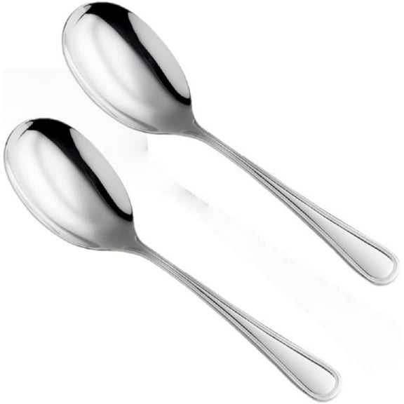 TrueCraftware- Set of 2 Luxor 10-1/2 Solid Spoon Stainless Steel- Serving Utensils Spoon Flatware Basting Serving Cutlery Kitchen Tableware Buffet Serving Utensils for Home Kitchen and Restaurant