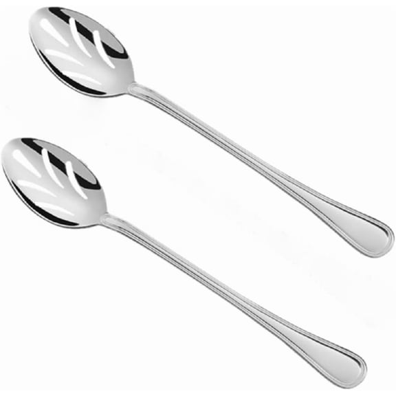 TrueCraftware- Set of 2 Luxor 13 Slotted Spoon Stainless Steel- Serving Utensils Spoon Flatware Cutlery Kitchen Tableware Buffet Serving Utensils Cooking Basting Serving for Home Kitchen Restaurant