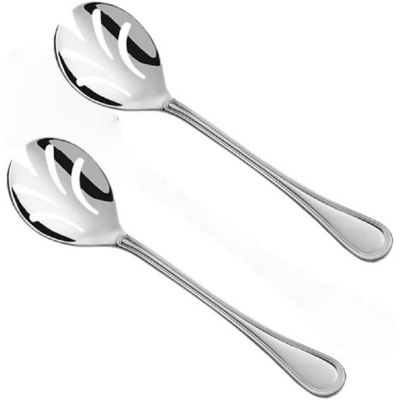 TrueCraftware- Set of 2 Luxor 9-3/4 Slotted Spoon Stainless Steel- Serving Utensils Serving Spoon Flatware Cutlery Kitchen Tableware Buffet Serving Utensils for Home Kitchen and Restaurant