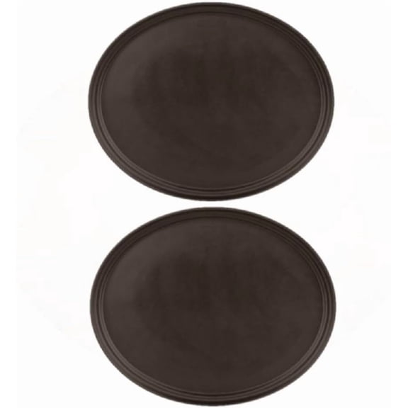 TrueCraftware- Set of 2 Oval 22" x 27" Serving Tray Fiberglass Brown- Oval Tray Non Slip Surface Plastic Food Meals Server Tray with Raised Edges for Home Kitchen Restaurant Cafeteria Bar Hotel