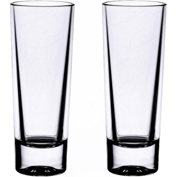 TrueCraftware- Set of 2 Polycarbonate 2 oz Straight Round Shot Glass with Heavy Base Clear Color- Liquor Plastic Drinking Glass Clear Shot Glass Tequila Shots for Whiskey Tequila Vodka Espresso