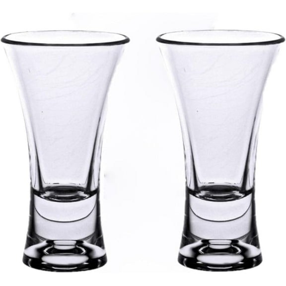 TrueCraftware- Set of 2 Polycarbonate 2 oz Flair Shot Glass with Heavy Base Clear Color- Liquor Plastic Drinking Glass Clear Shot Glass Tequila Shots for Whiskey Tequila Vodka Espresso