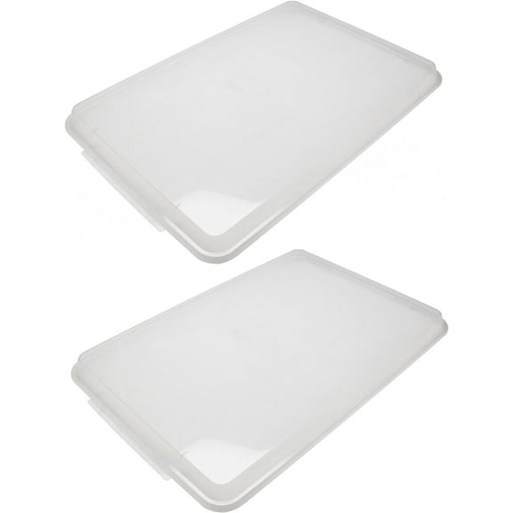 TrueCraftware- Set of 2 Polypropylene 1/4 Size Sheet Pan Cover Clear Color- Sheet Pan Cover for Baking Tray Baking Pans for Cookies and Cakes Perfect for Home Bakery and Restaurants