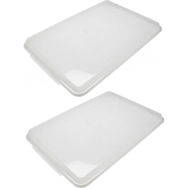 TrueCraftware- Set of 2 Polypropylene Half Size Sheet Pan Cover Clear Color- Sheet Pan Cover for Baking Tray Baking Pans for Cookies and Cakes Perfect for Home Bakery and Restaurants