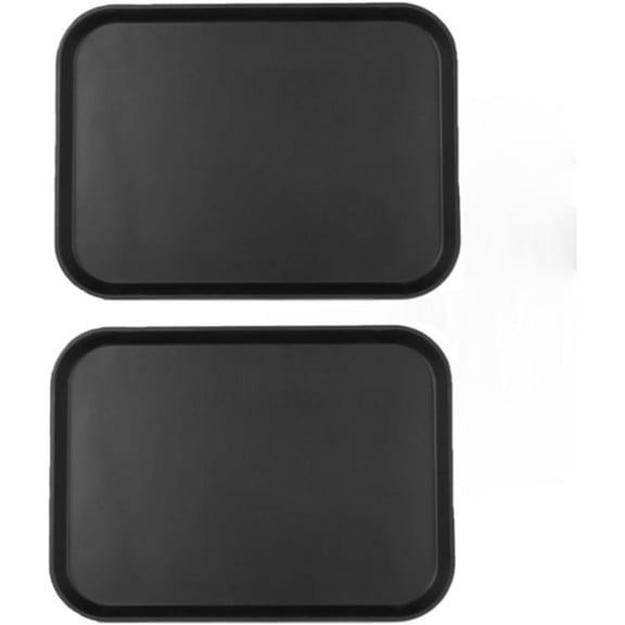 TrueCraftware- Set of 2 Rectangular 16" x 12" Anti-Slip Serving Tray with Textured Surface Black Color- Multi-Purpose Serving Trays Food Server Trays Platters for Restaurant Parties Breakfast Caf