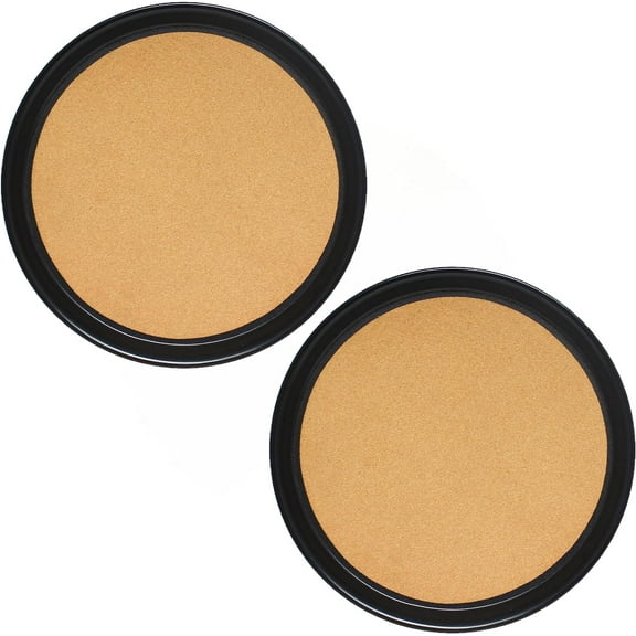 TrueCraftware- Set of 2 Round 14 Anti-Slip Serving Tray with Cork Surface Black Color- Multi-Purpose Serving Trays Food Server Food Service Trays for Restaurant Parties Breakfast Cafe Bar