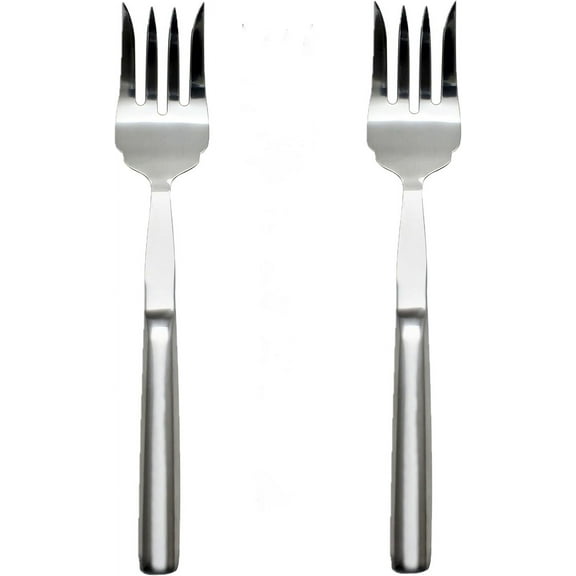 TrueCraftware- Set of 2 Stainless Steel 4 Tine Pot Fork- Carving Fork Pot Fork Steak Fork for Meat Serving Utensils Cooking Spoons Utensil Large Serving Utensils for Home Restaurant Buffet Banquet