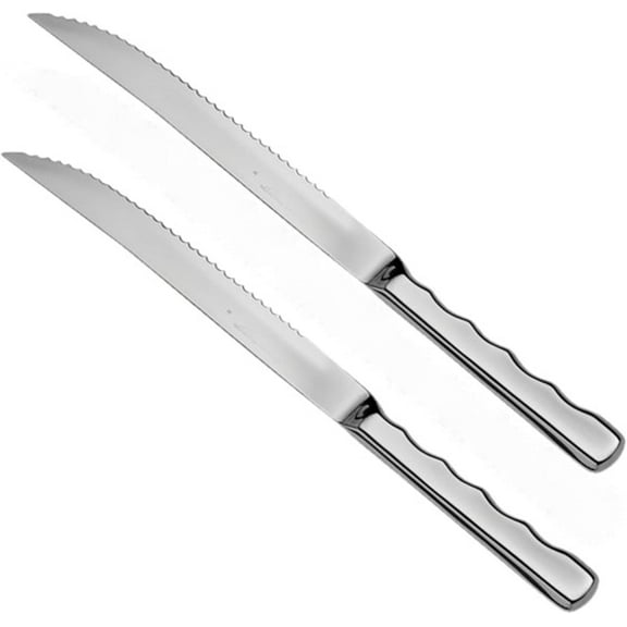 TrueCraftware- Set of 2 Stainless Steel Carving Knife- Ultra Sharp Meat Cutting and BBQ Knife Best for Slicing Roasts Meats Fruits and Vegetables for Home Restaurant Buffet Banquet