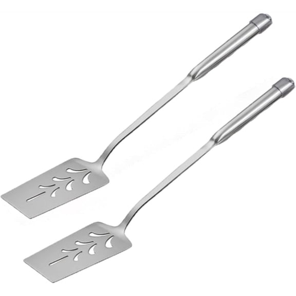 TrueCraftware- Set of 2 Stainless Steel Perforated Turner- Perforated Spatulas for Flipping Turning Frying & Grilling Serving Utensils Cooking Utensil Sets for Home Restaurant Buffet Banquet