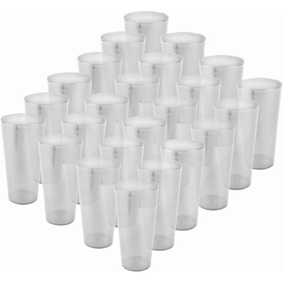 TrueCraftware- Set of 24 Pebbled Tumbler/ Drinking Cups 16-Ounce Clear Color- Reusable Premium Water Iced Tea Glasses Stackable Break-Resistant for Home Restaurants