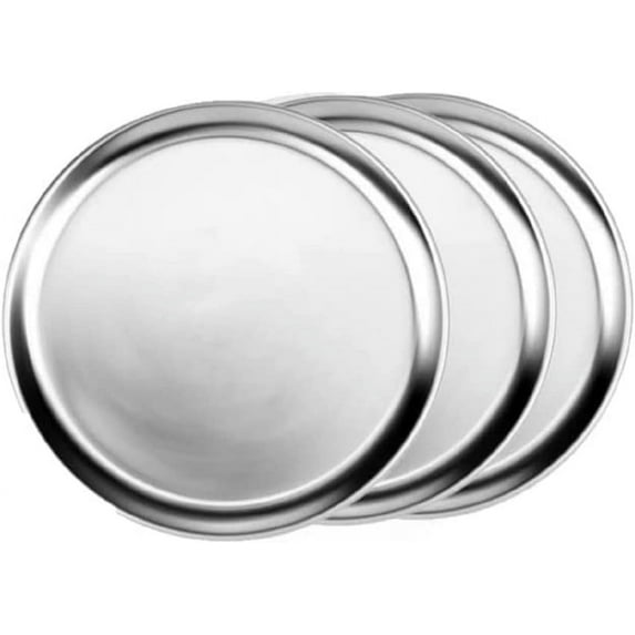 TrueCraftware- Set of 3 Aluminum 11” Pizza Tray Pan Wide Rim- Bakeware Round Pizza Pan Pizza Tray Baking Tray Round Baking Tray for Home Kitchen Pizzeria & Restaurants
