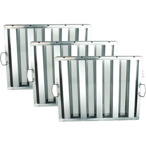 TrueCraftware- Set of 3 Stainless Steel 20" W x 16" H Commercial Kitchen Hood Filter- Restaurant Hood Filters Range Hood Filter Range Hood Baffle Grease Filter for Restaurant Kitchen Exhaust Hoods