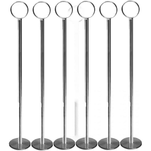 TrueCraftware- Set of 6 Chrome 14-1/2 Table Card Holder- Table Number Holders Place Card Holder Wire Picture Holder Small Size Table Card Holders for Photos Food Signs Weddings Restaurants Birthdays