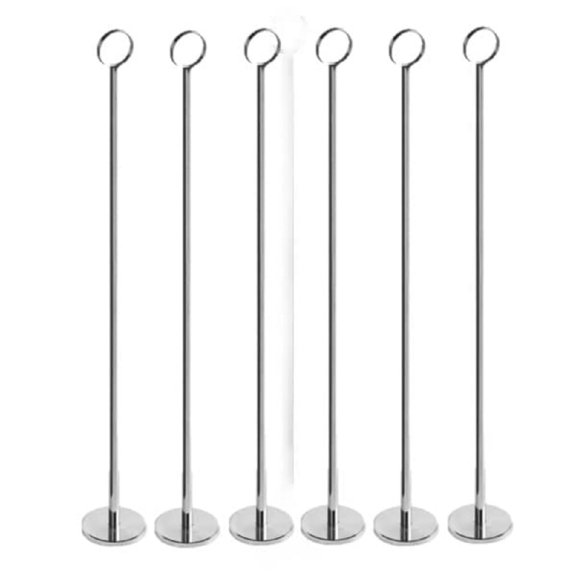 TrueCraftware-Set of 6 Chrome 18” Table Card Holder - Table Number Holders Place Card Holder Wire Picture Holder Small Size Table Card Holders for Photos Food Signs Weddings Restaurants Birthdays
