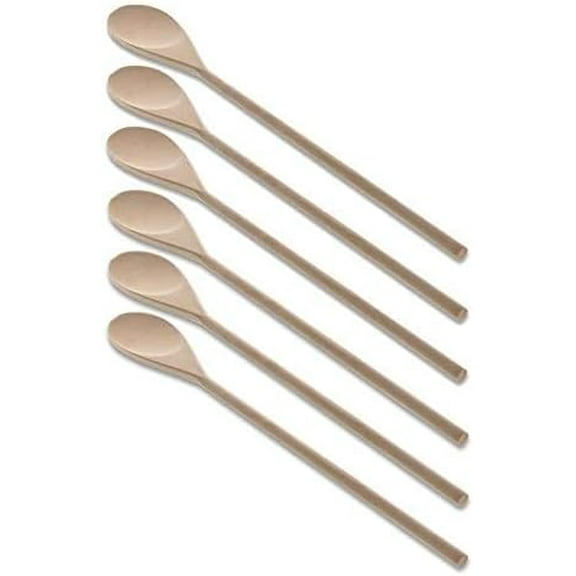 TrueCraftware- Set of 6 Classic 14" Wooden Cooking Spoon Utensils Birchwood- Wood Spoon Nonstick Kitchen Utensil Wooden Utensils for Mixing Stirring Cooking