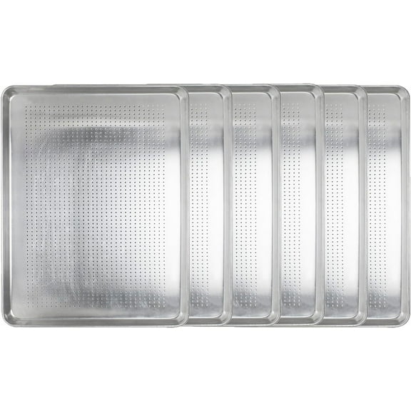 TrueCraftware- Set of 6 Half Size 18" x 13" Perforated Aluminum Sheet Pan- Oven Safe Baking Pan Baking Tray Cookie Sheet Baking Sheet Perfect for Baking Roasting and More
