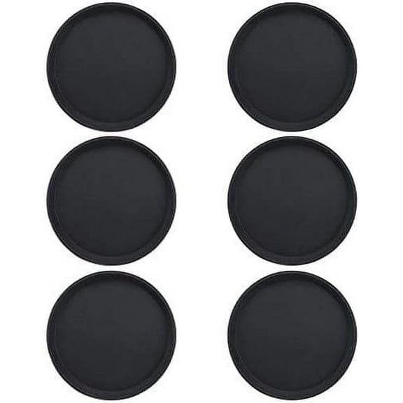 TrueCraftware- Set of 6 Round 11" Non-Slip Serving Trays Black- Restaurant Serving Tray Rubber Lined Serving Tray Serving Coffee Appetizer Breakfast Perfect for Kitchen Caf Hotel and Restaurants