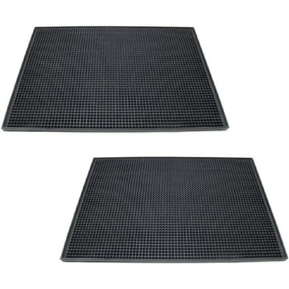 TrueCraftware- Set of 2 Black Large Rubber Bar Service No-Slip Mat 18" x 12"- Bar Service Spill Mat Countertop Drip Mat for Bars Restaurants