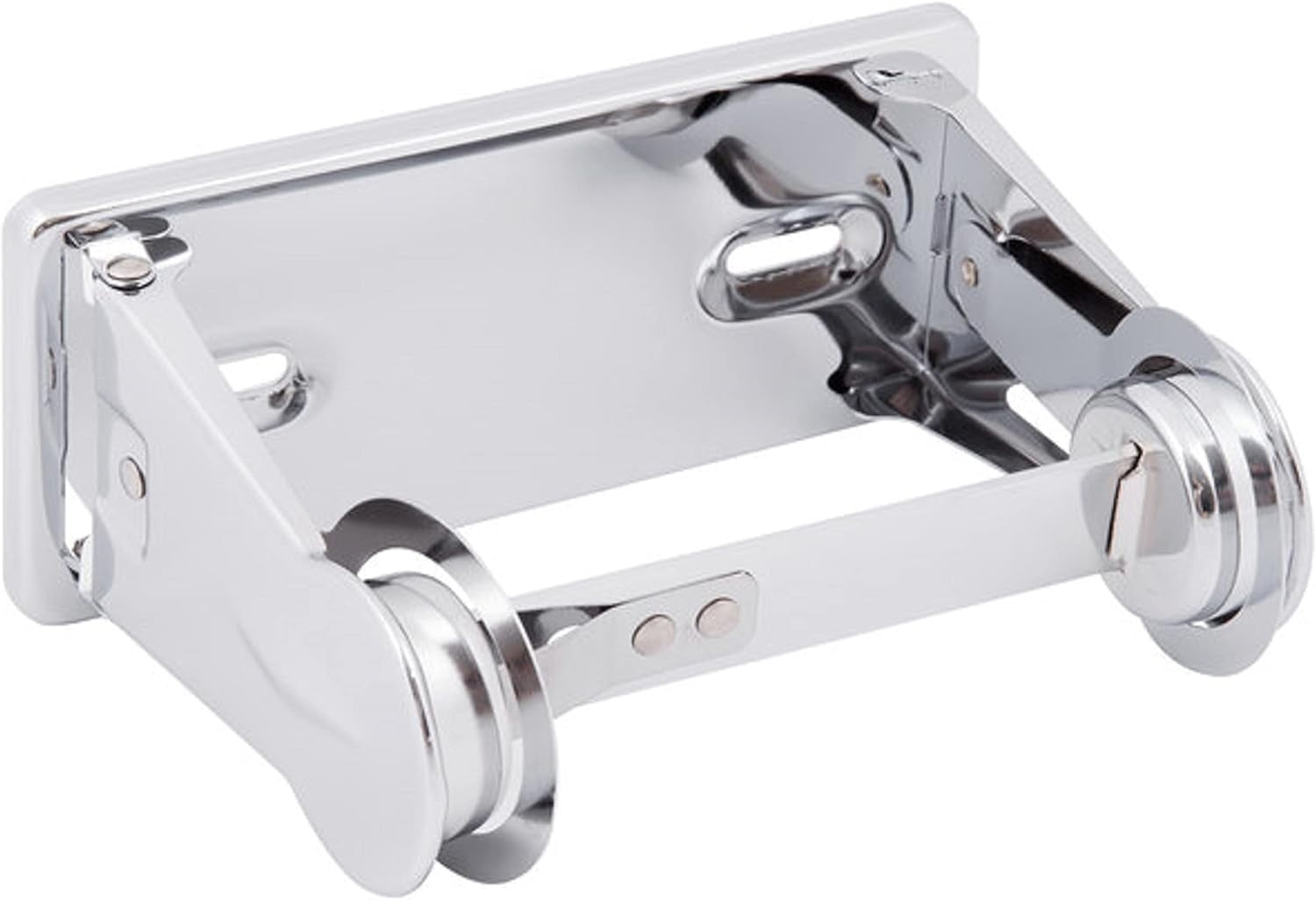 TrueCraftware-Single Roll Locking Toilet Tissue Dispenser fits 4" Diameter Toilet Paper Roll Chrome Plated- Bathroom Toilet Paper Holder Wall Mounted Toilet Roll Holder for Bathroom Kitchen Washroom