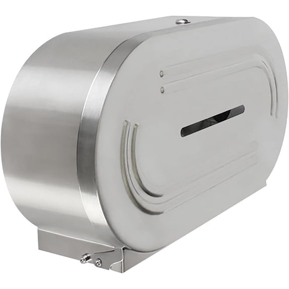 TrueCraftware-Twin Jumbo Roll Toilet Tissue Dispenser 20-1/2" x 12-1/2" x 6" Stainless Steel- Wall Mount Stainless Steel 9 Inch Roll Toilet Paper Holder Bath Tissue Dispenser Lock Key