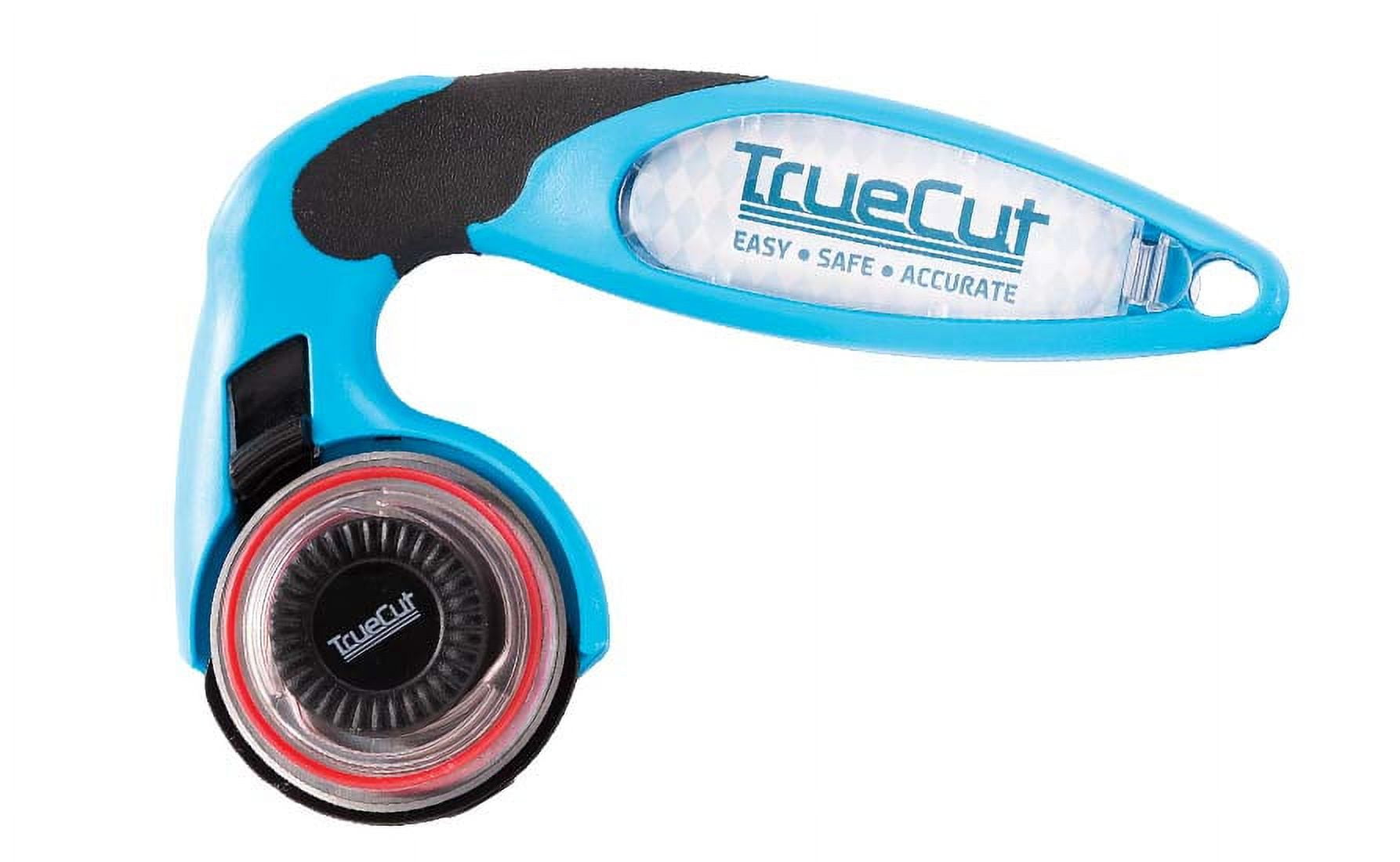 TrueCut My Comfort Rotary Cutter - 45mm Ergonomic Rotary Cutter With Track  & Guide System For TrueCut Rulers And Quick Release For Quick Blade Changes