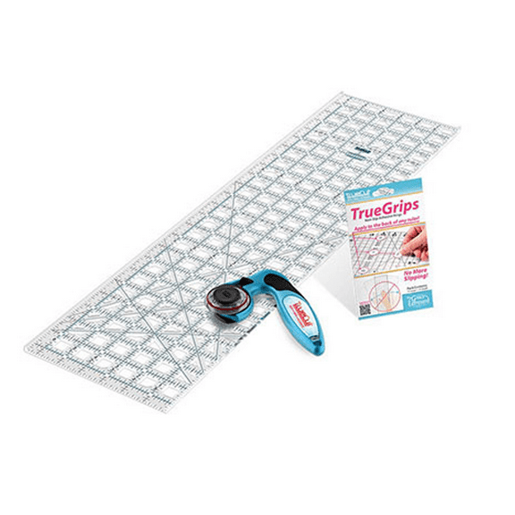 TrueCut Quilter's Combo Includes 45mm My Comfort Cutter, 6.5 x 24.5 Ruler, and TrueGrips