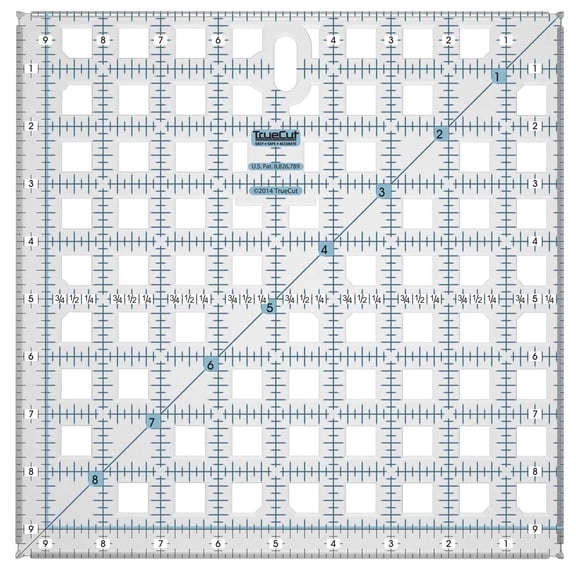 TrueCut Square Ruler 9.5" x 9.5" with Track and Guide System - Marking and Tracing Tool