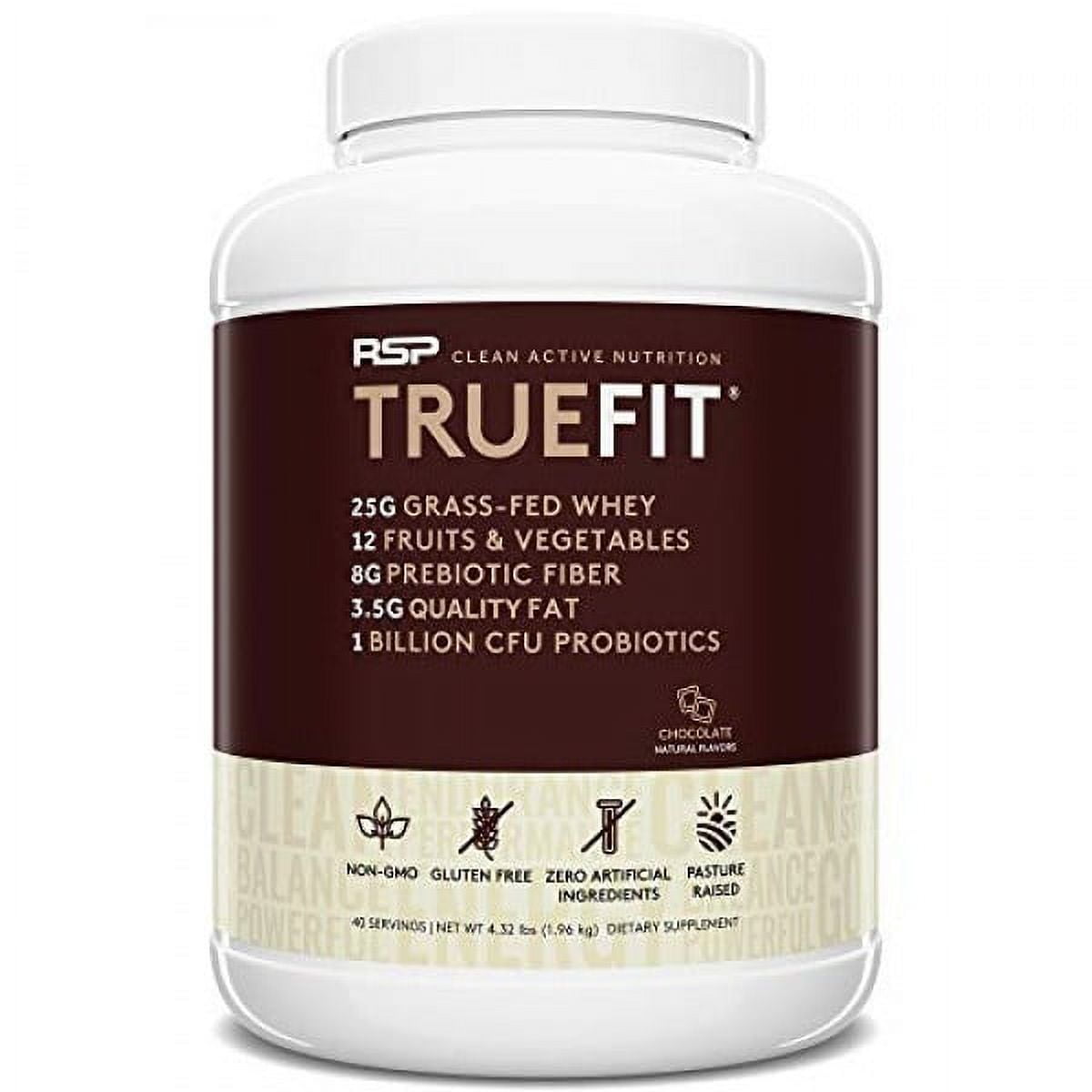 RSP TrueFit Organic Nutrition Drink, Grass Fed Whey Protein Meal Replacement Shake, Chocolate