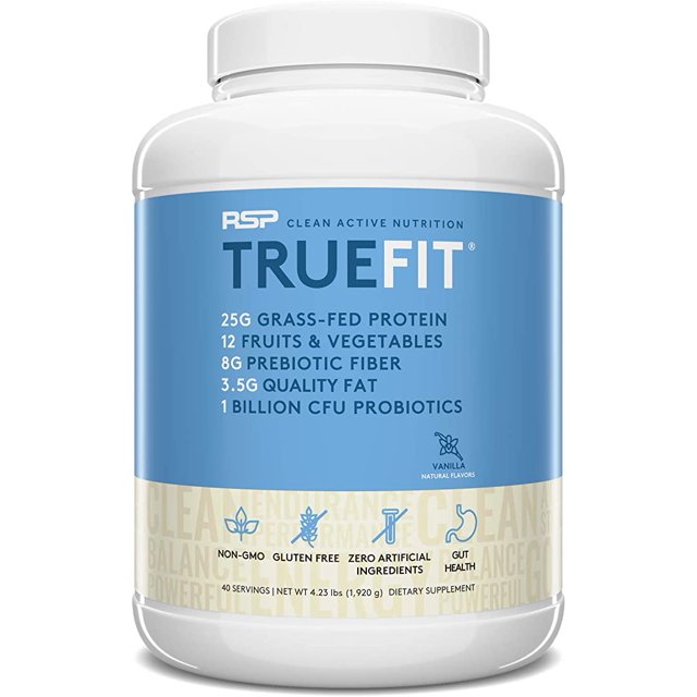 RSP TrueFit Vanilla Meal Replacement Protein Shake Mix, Grass Fed Whey, 4 lb