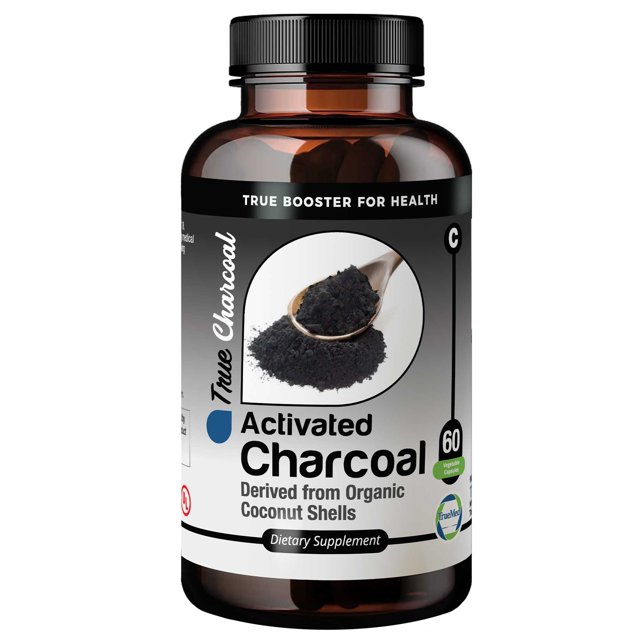 TrueMed Activated Charcoal Supplements 1200 Mg 60 Vegetable Capsules