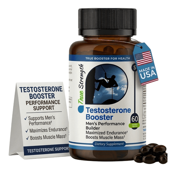TrueMed Testosterone Booster for Men's with Stinging Nettle Root – Supplement for Energy, Stamina, Endurance, Strength Booster, Vitality – 60 Capsules