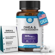 TrueMed DHEA & Ashwagandha Supplement 385mg   250mg Ashwagandha, 10mg Micronized DHEA, Vitamin C & B6   Supports Relaxation, Natural Energy & Balanced Mood   60 Vegan Capsules