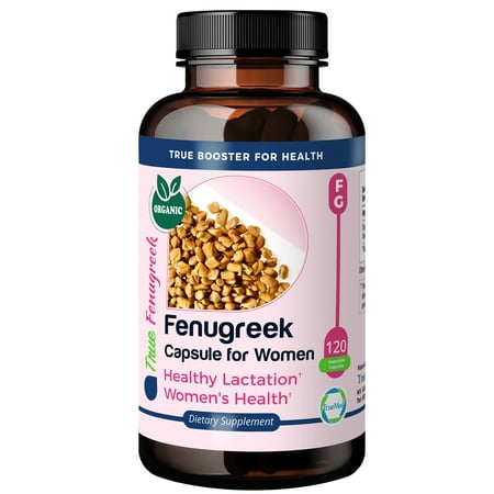 TrueMed Fenugreek Capsules - 1220 mg for Healthy Lactation & Cholesterol Management 120 Vegetable Capsules