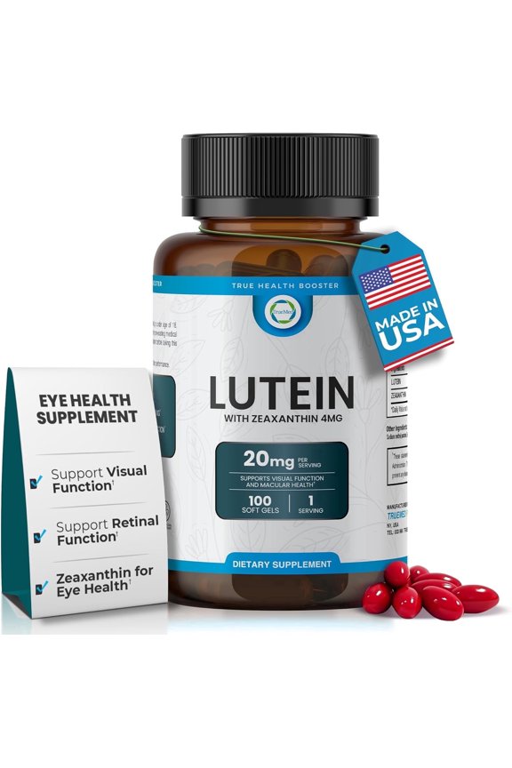 Lutein 20 mg with Zeaxanthin 4 mg Eye Health Supplement for Vision Clarity, Blue Light Support & Macular Health, Antioxidant Eye Formula, Non-GMO, 100 Softgels