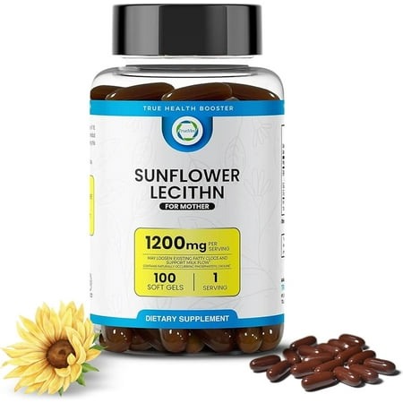 Truemed Milk Sunflower Lecithin 1200mg, 100 Softgels – Lactation Support & Duct Relief for Breastfeeding Moms