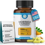 TrueMed Moringa & Turmeric Curcumin Supplement with BioPerine, 1100 mg, 95% Curcuminoids, 120 Vegan Capsules for Daily Wellness, Joint & Digestive Support