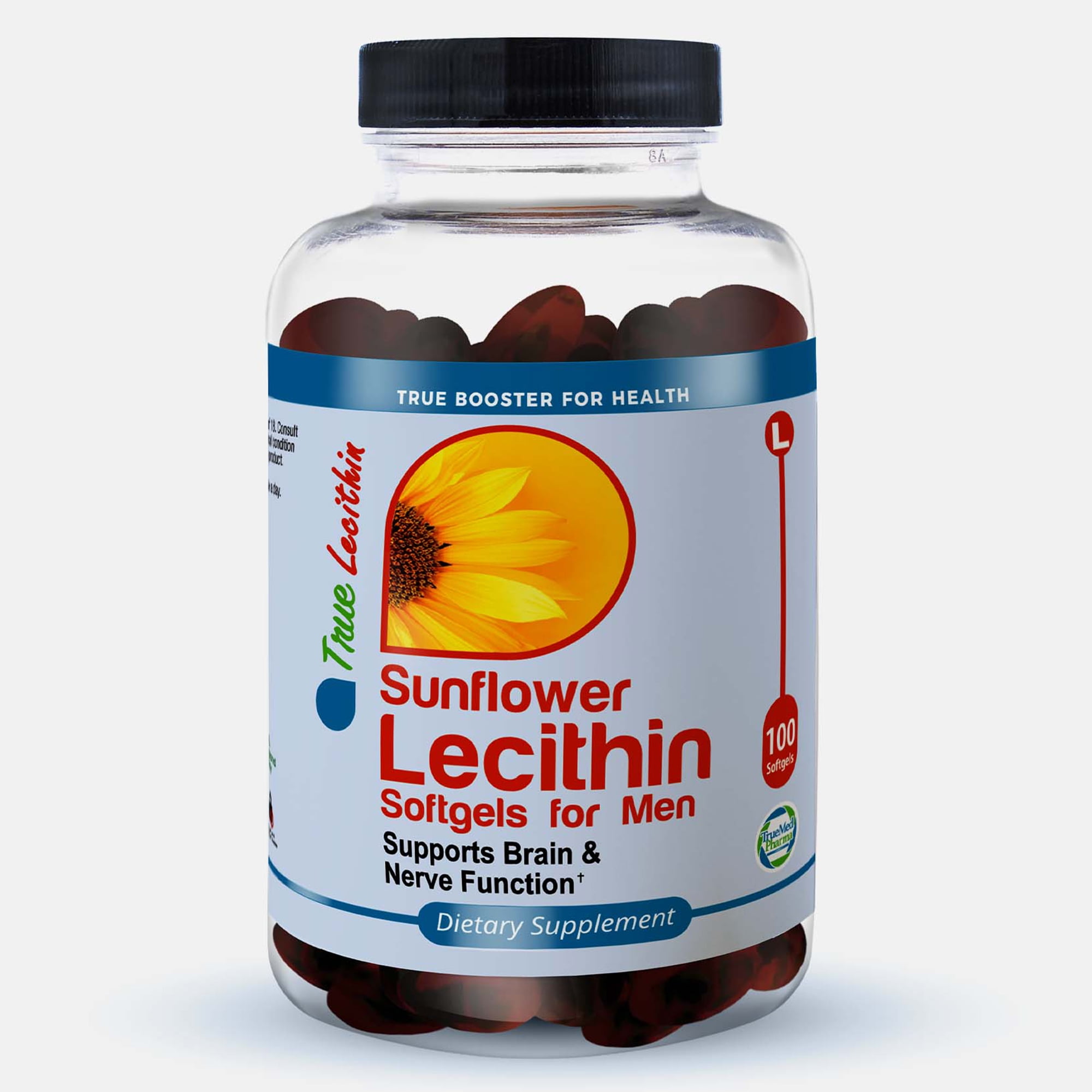 TrueMed 1200mg Sunflower Lecithin Softgels Natural Supplement Pills