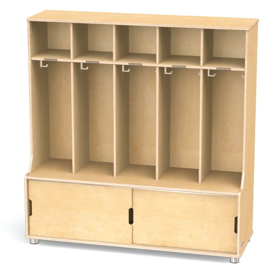 Wooden Classroom 5 Section Kids Locker With Storage
