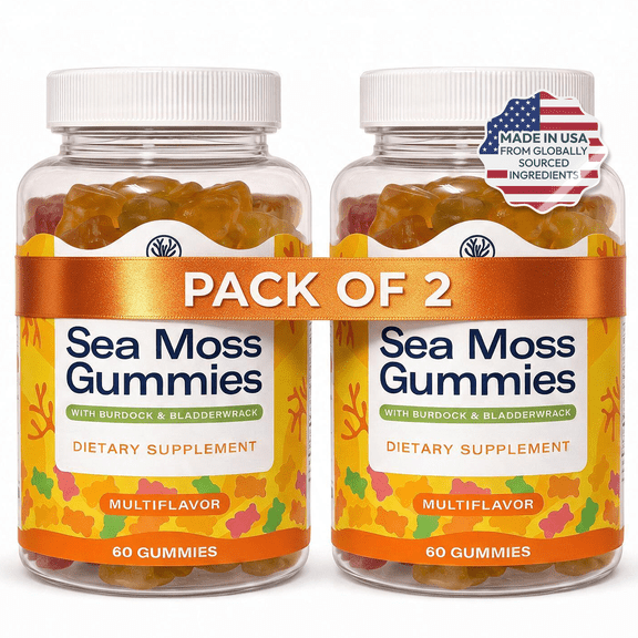 True Sea Moss Irish Sea Moss Gummies with Burdock Root & Bladderwrack Multiflavor Vegan Seamoss Supplement for Women, Men & Kids 120 Sea Moss Gummies