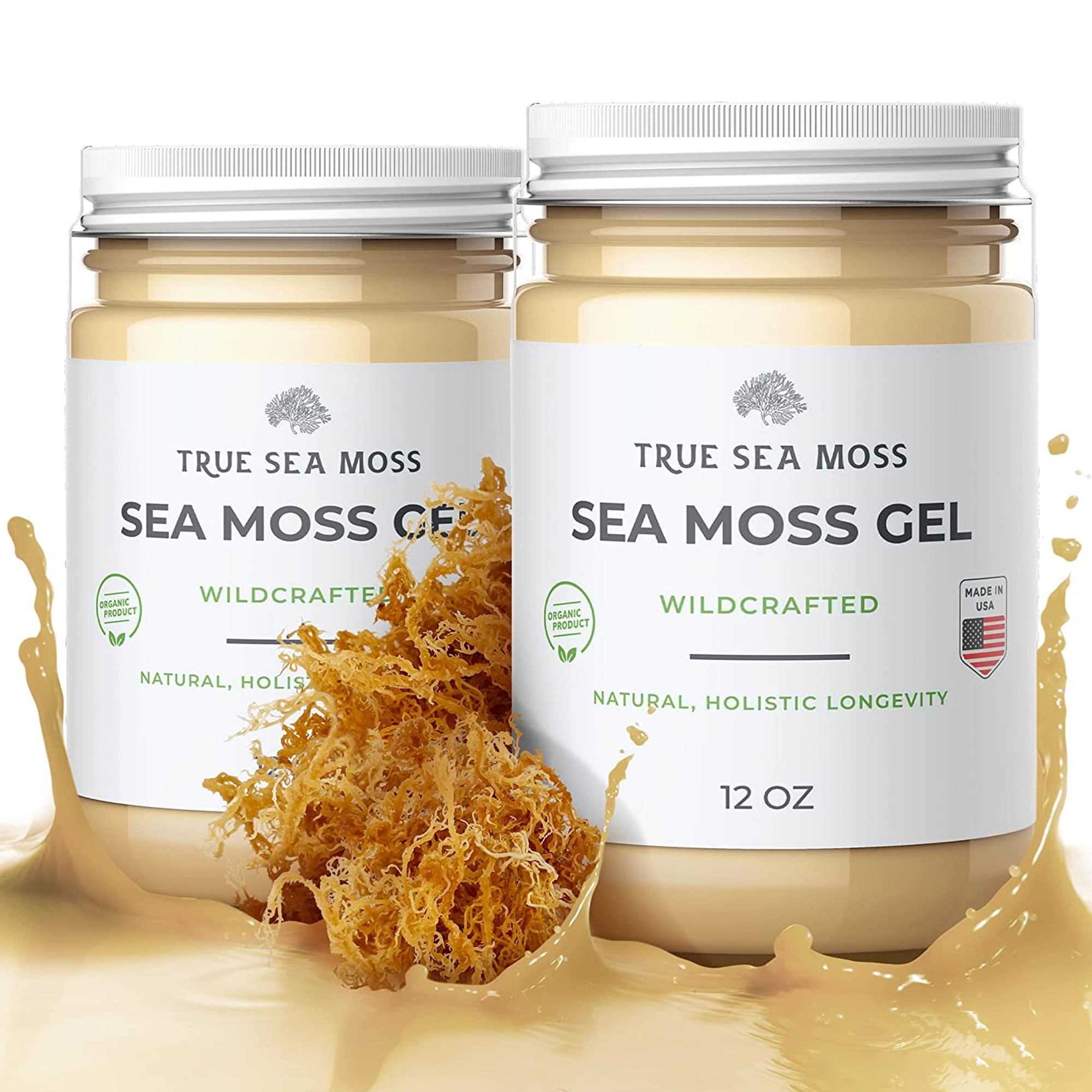 TrueSeaMoss Wildcrafted Irish Sea Moss Gel Raw Sea Moss Supplement,  Original 12 Oz 2-Pack 