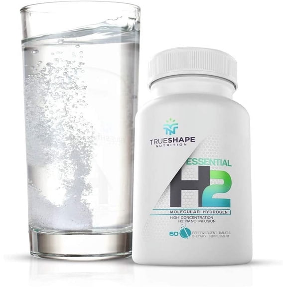 TrueShape Nutrition Essential H2 Fizzy Molecular Hydrogen Tablets for Water Nutritional Supplement (60 Servings)