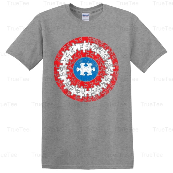 TrueTee10 Captain Autism Awareness Shirt, Support Autistic Superkid Hero Advocate Design T-Shirt, for Unisex, up to size 5XL.