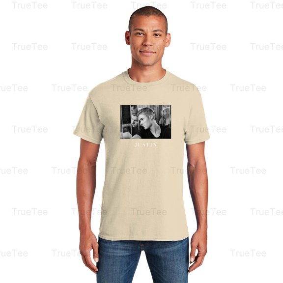 TrueTee11 Justin Bieber Reflection Photo BW Graphic Design Style Pop Music Artist T-Shirt, for Unisex, up to size 5XL.