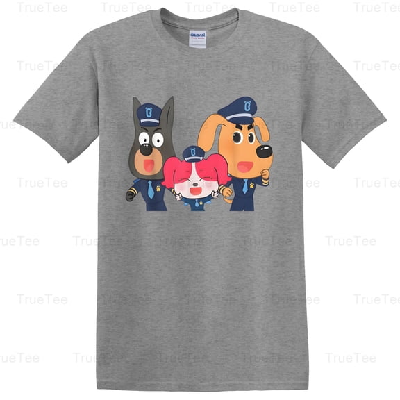 TrueTee11 Sheriff Labrador Costume Tees Graphic Design Style Cartoon Character Police Dog T-Shirt, for Unisex, up to size 5XL.