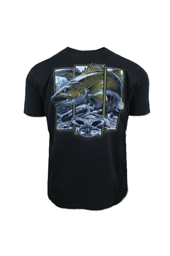 Men's Fishing Walleye SS Black Tee - S